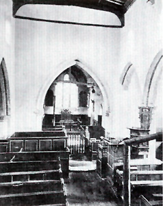 Caddington church looking towards the chancel in 1876